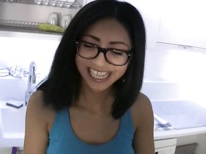 Teen With A Back Tattoo Bends Over And Bangs In Bed