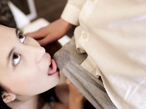 Skinny Fella Bangs A Hot Teenage Beauty From Behind