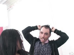Fat Cock In Her Teen Mouth And Another In Her Pussy