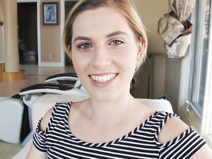 Stepsister Nikki Gives a Blowjob & Takes a Pull Out Cumshot. POV.